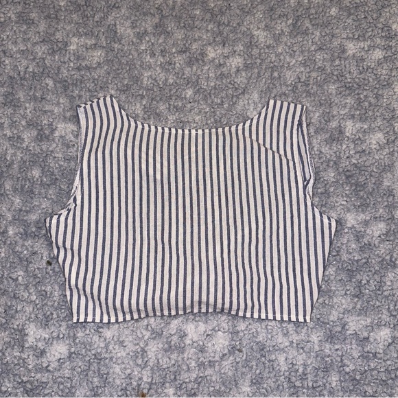Blue/White Striped Halter Tank Top with Tie Closure in Back - Size S - Picture 5 of 5